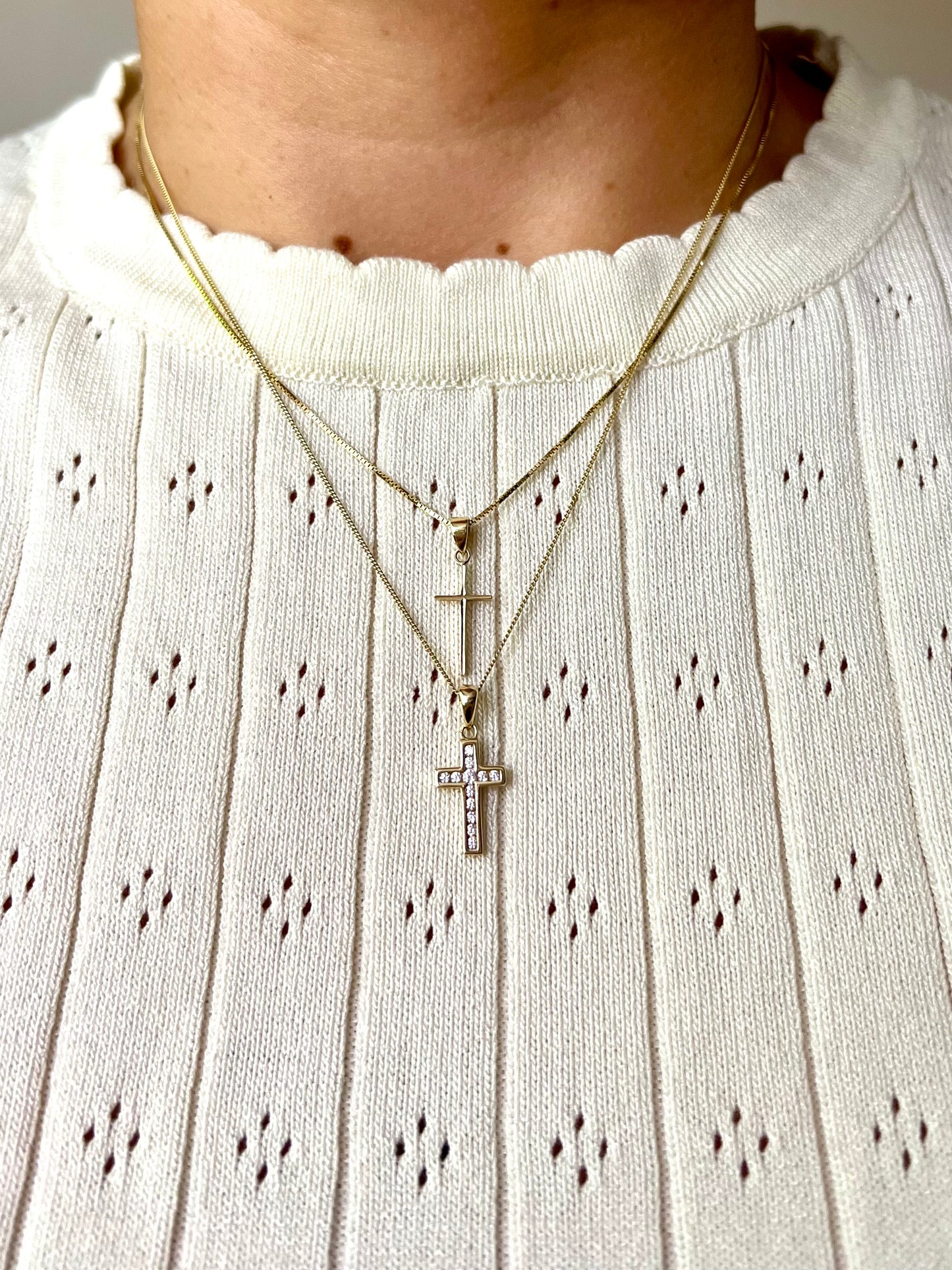 Full inlaid zirconia cross 14K gold