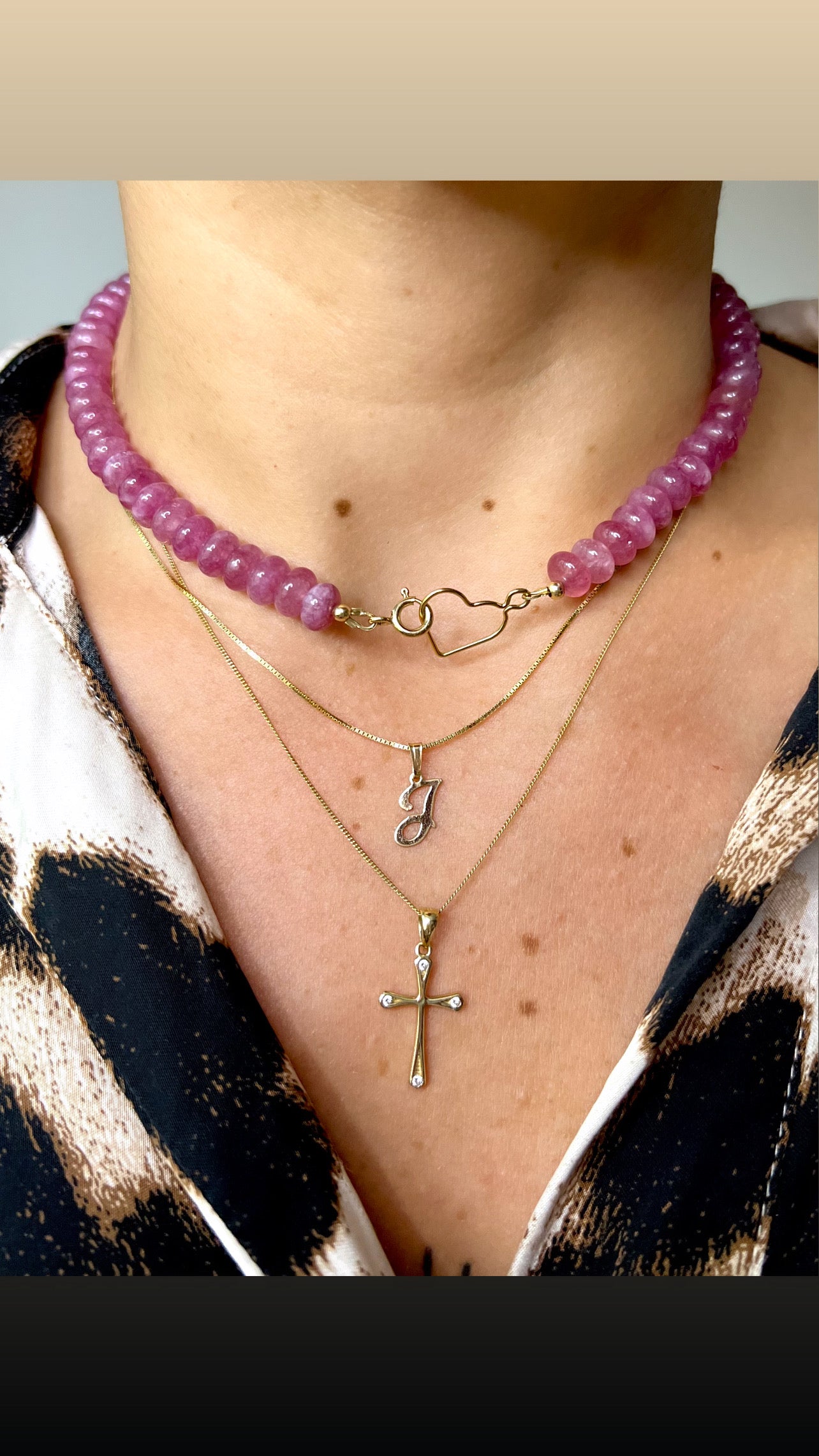 Large cross with zirconia corners 14K gold