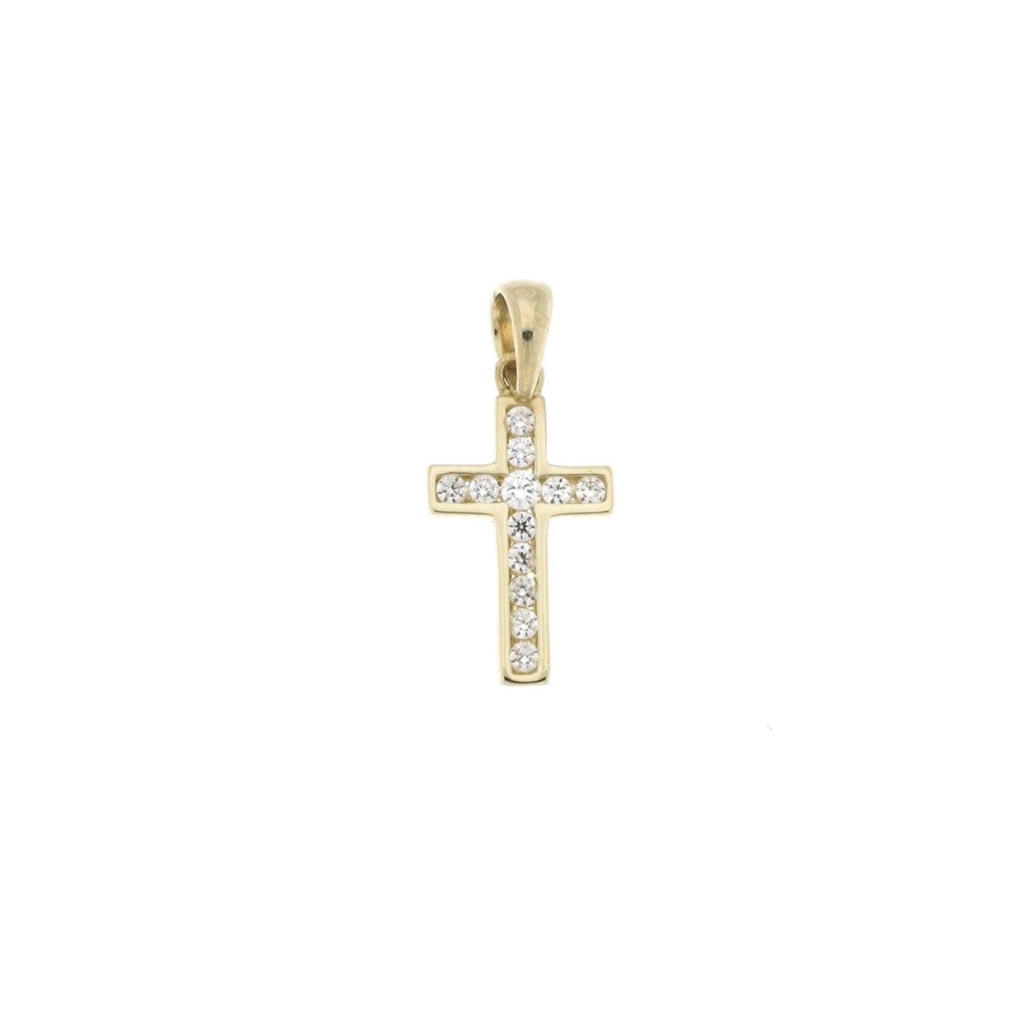 Full inlaid zirconia cross 14K gold