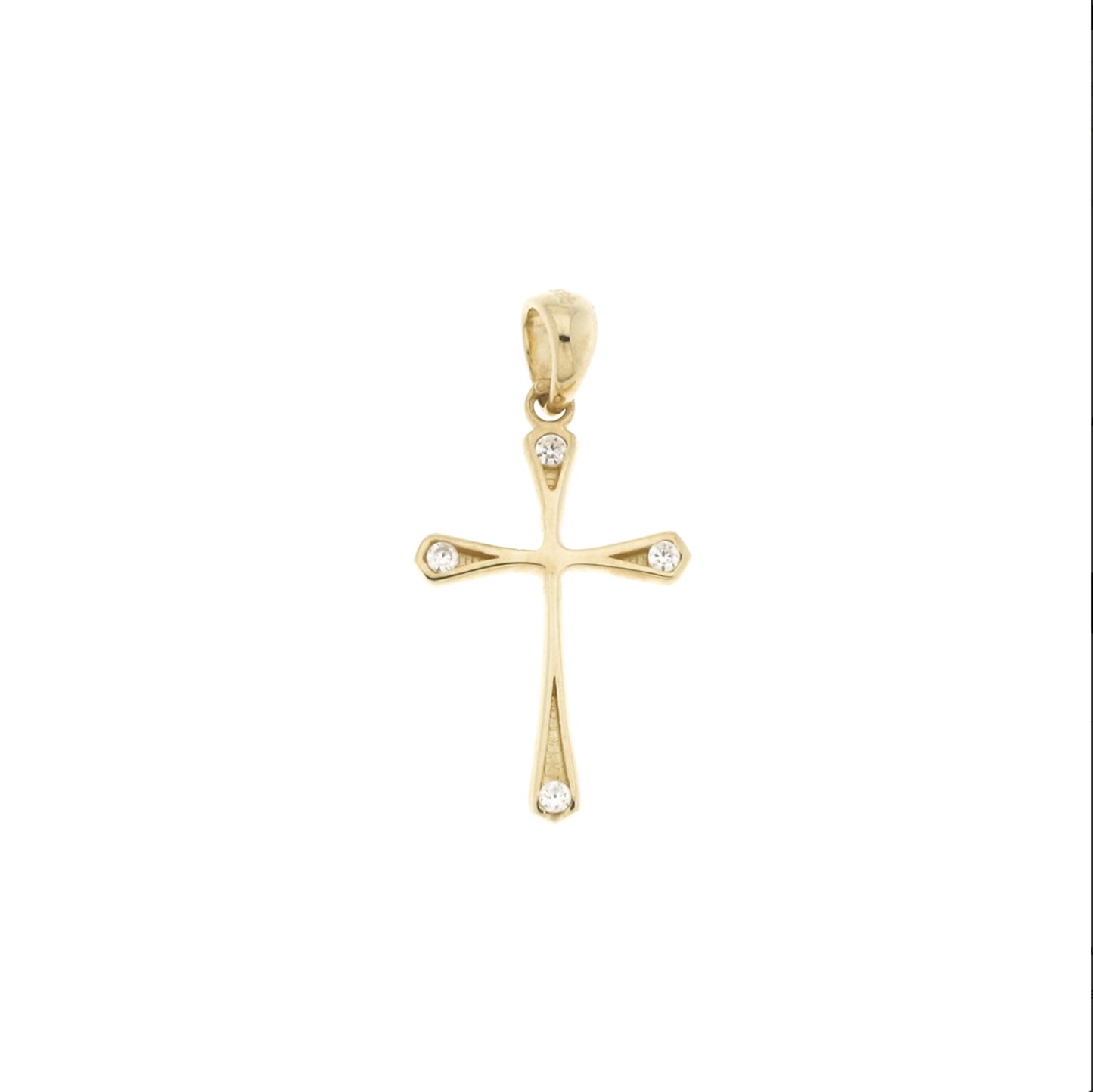 Large cross with zirconia corners 14K gold