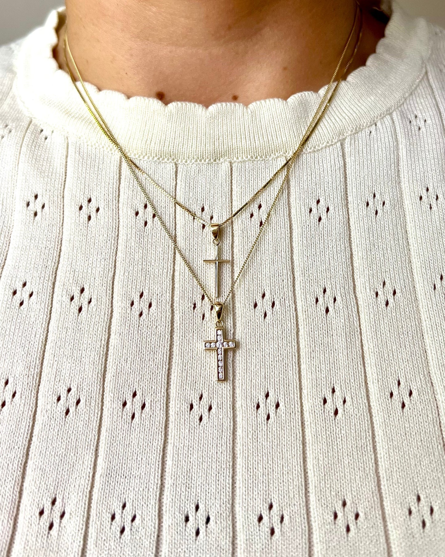 Facet cut cross 14K solid gold