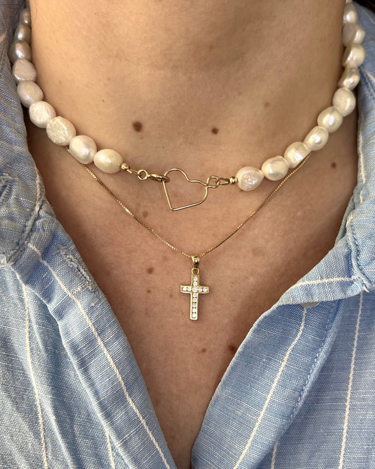 Full inlaid zirconia cross 14K gold