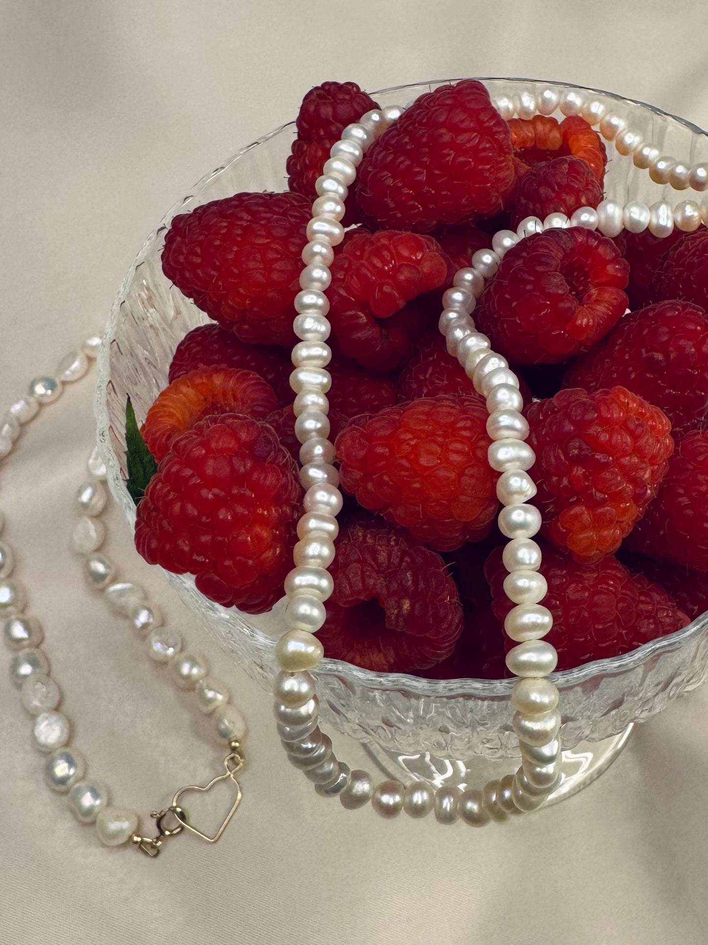 Pearl necklace XL heart