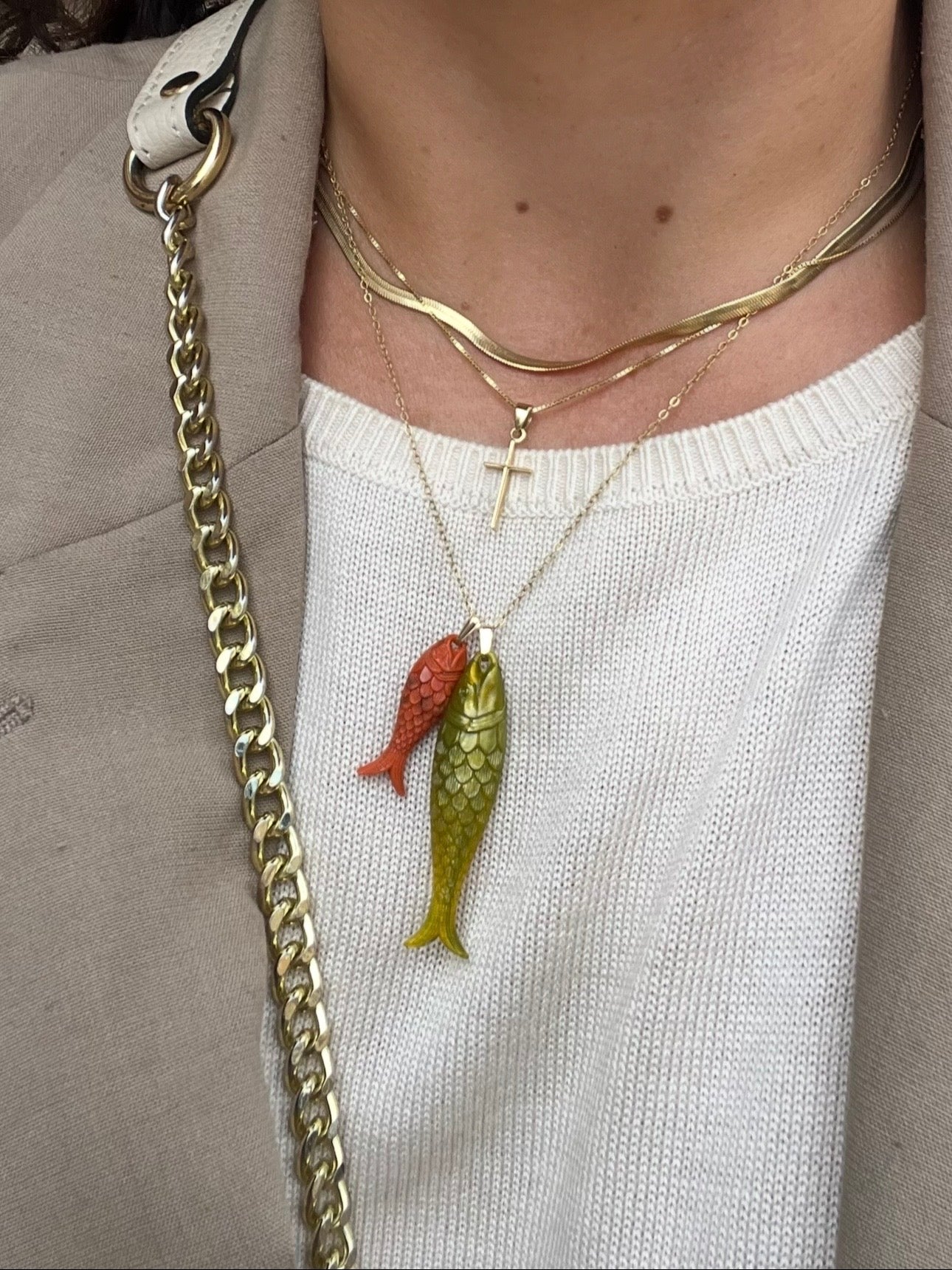 Fish pendant in green XL